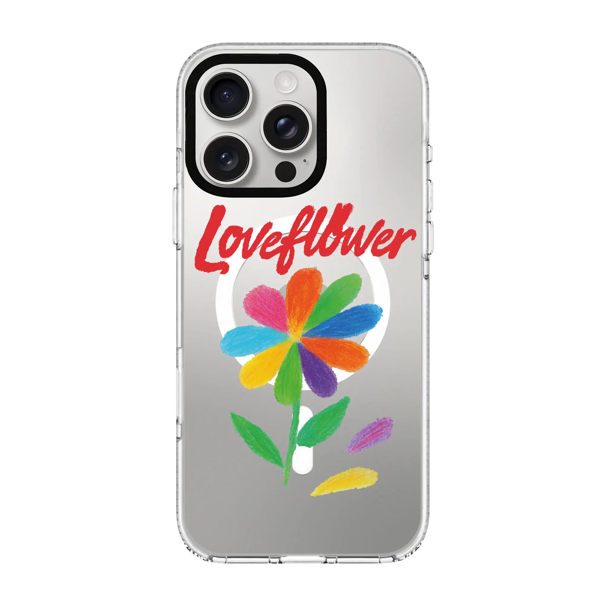 Love Flower-Clear Kılıf Magsafe Özellikli - Iphone 15 Pro