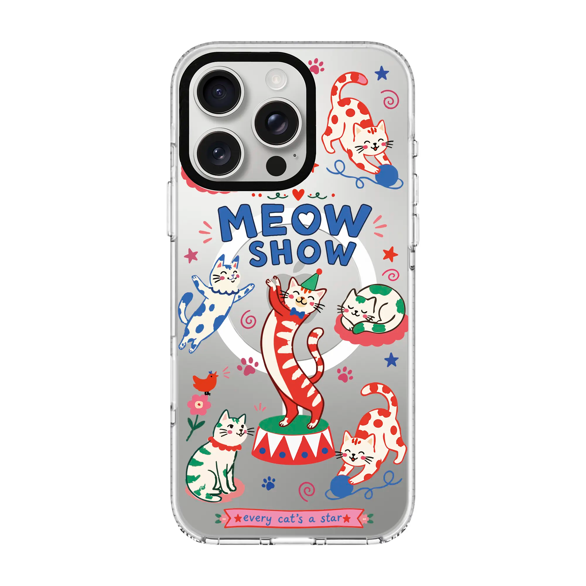 Meow Show-Clear Kılıf Magsafe Özellikli - Iphone 15 Pro