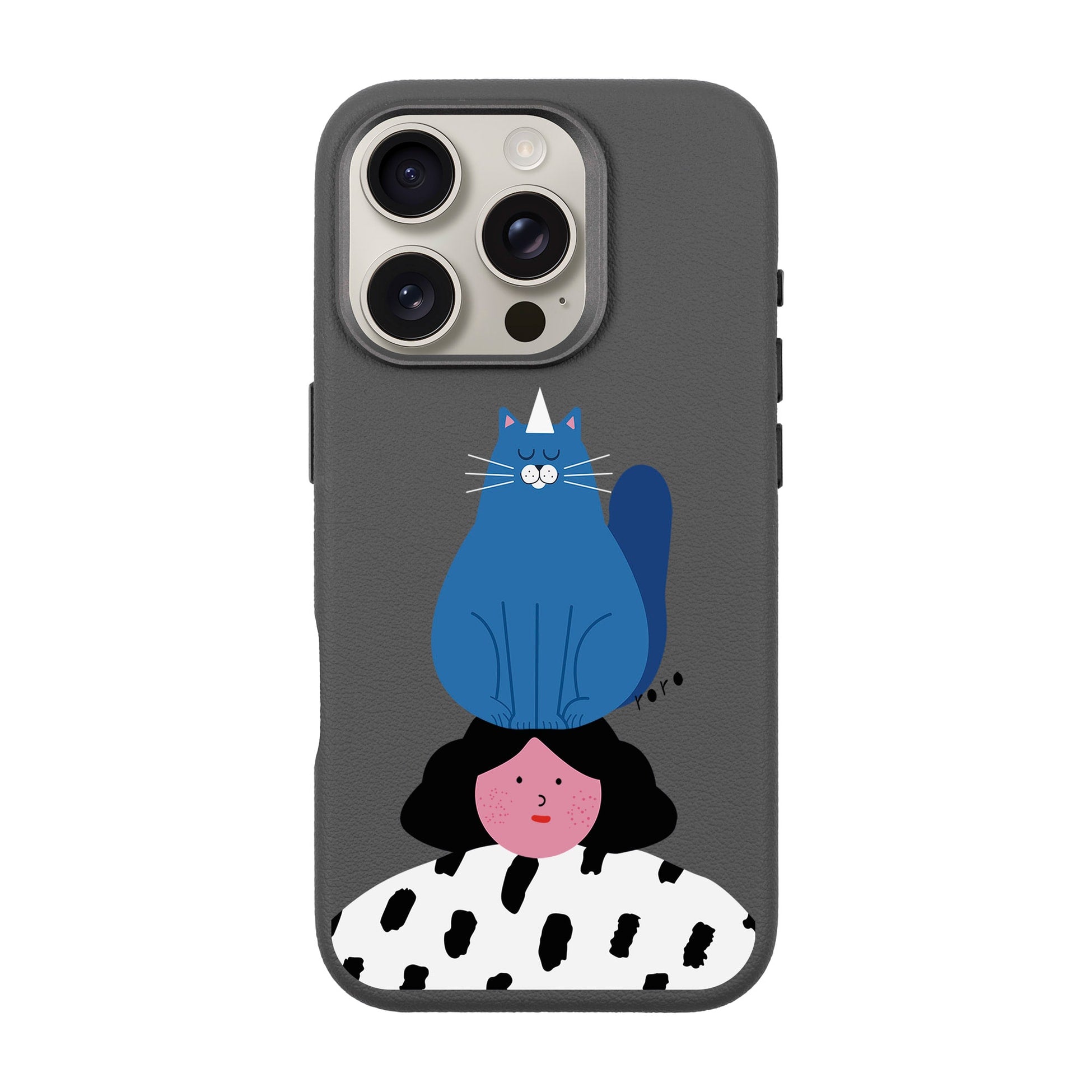 Naughty Cat-Leather Premium Kılıf Magsafe Özellikli - Iphone 16 Pro