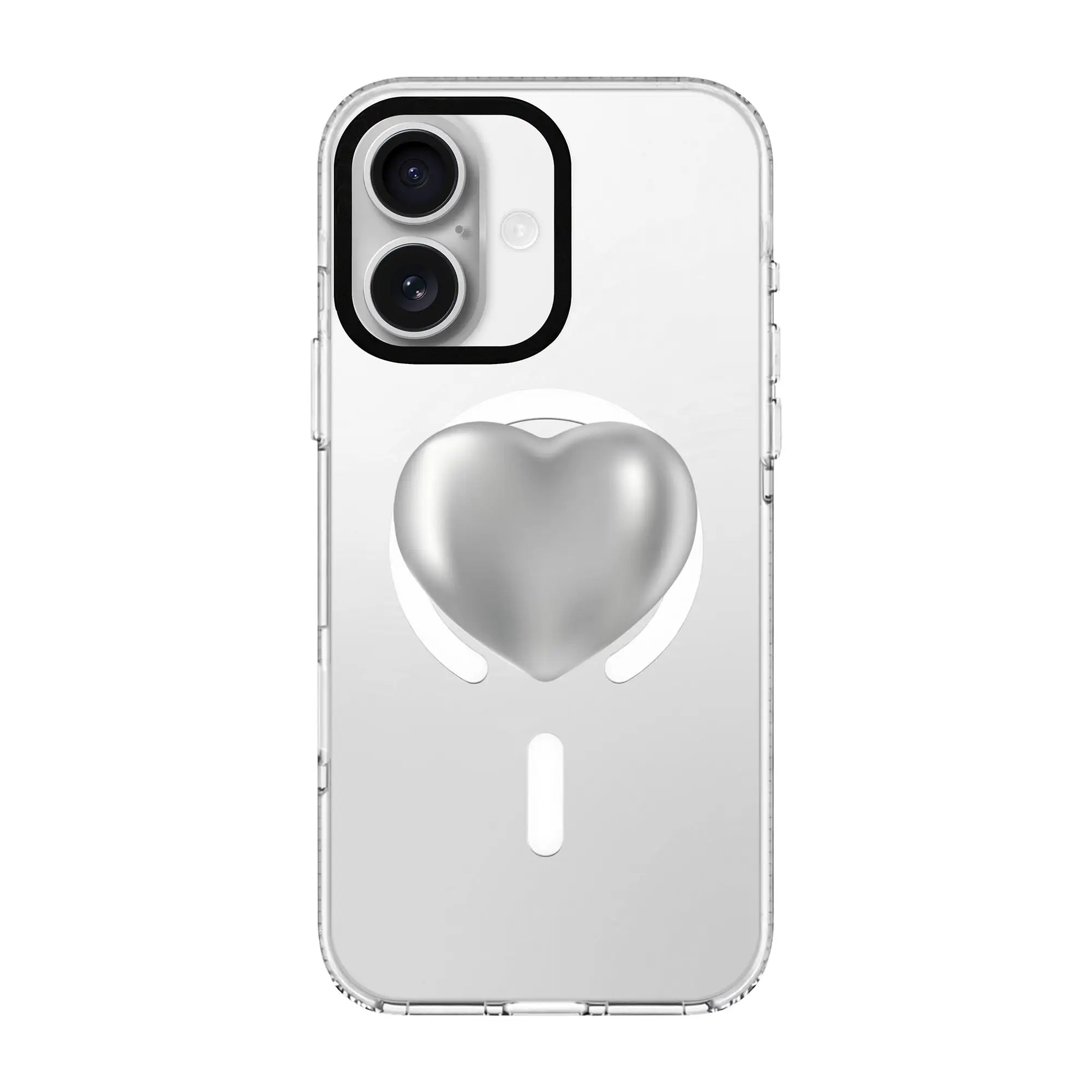 Silver Heart-Clear Kılıf Magsafe Özellikli - Iphone 16