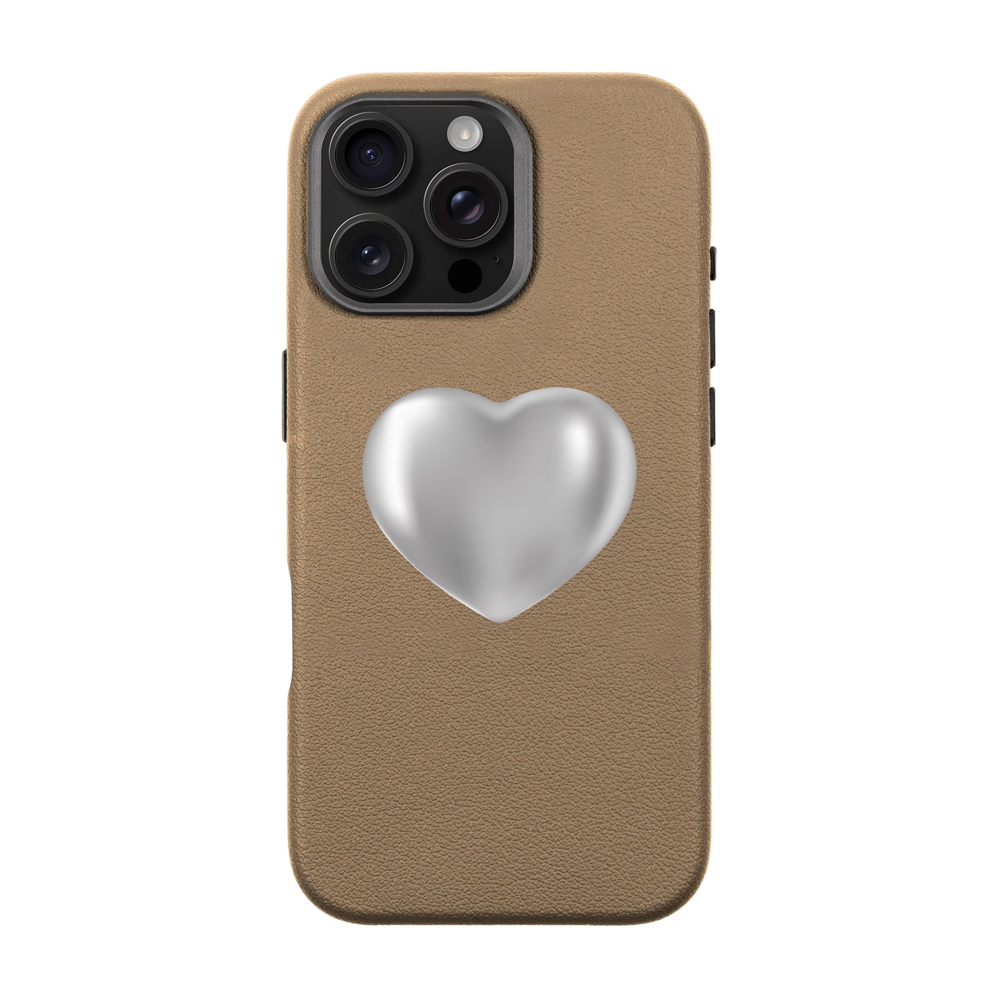 Silver Heart-Leather Premium Kılıf Magsafe Özellikli - Iphone 16 Pro Max