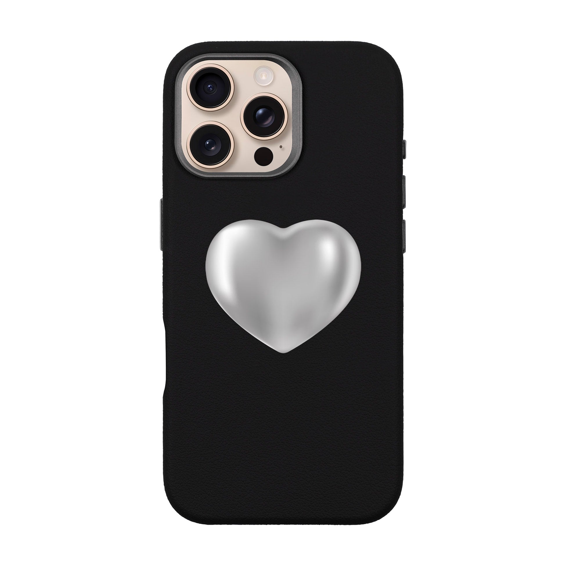 Silver Heart-Leather Premium Kılıf Magsafe Özellikli - Iphone 16 Pro Max