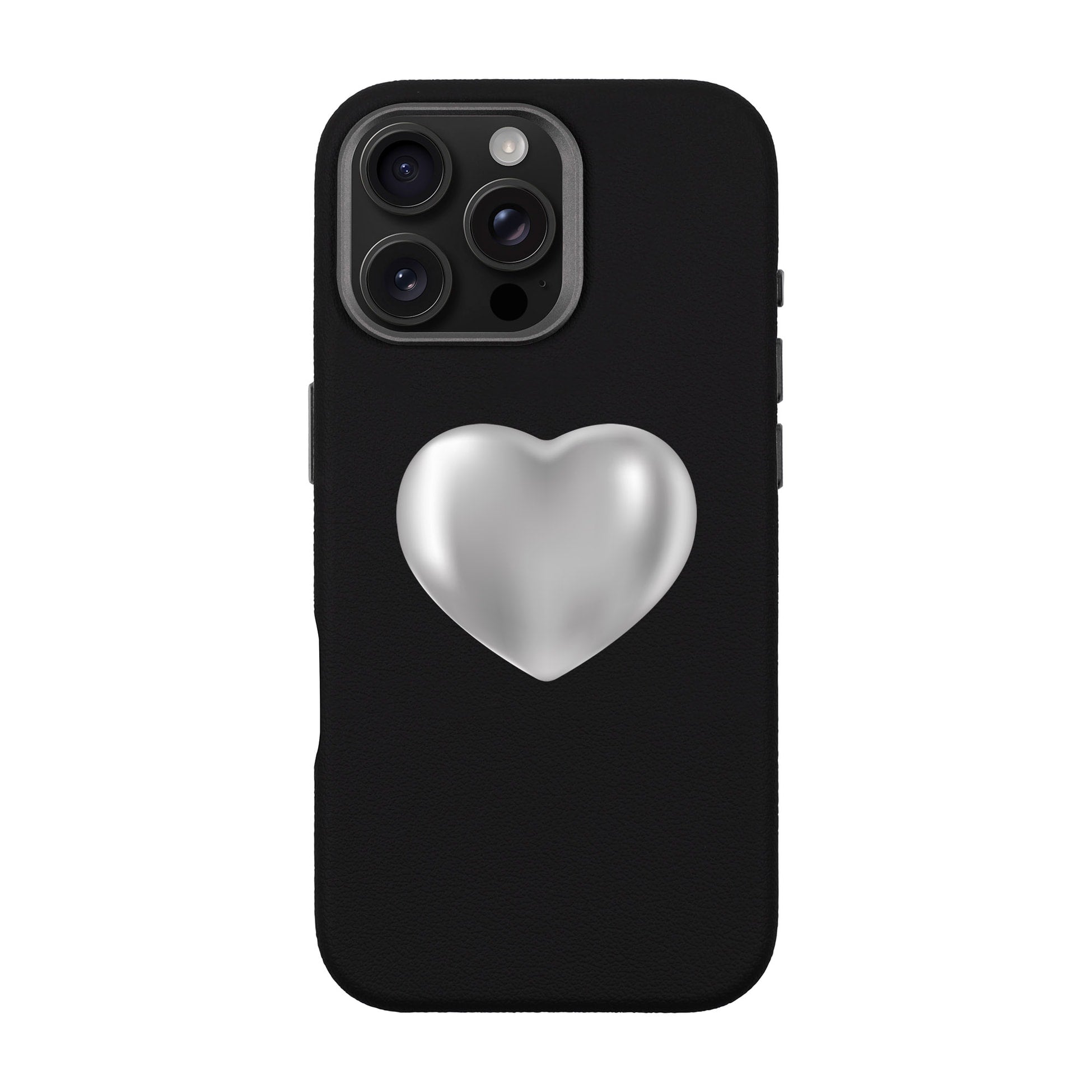 Silver Heart-Leather Premium Kılıf Magsafe Özellikli - Iphone 16 Pro Max