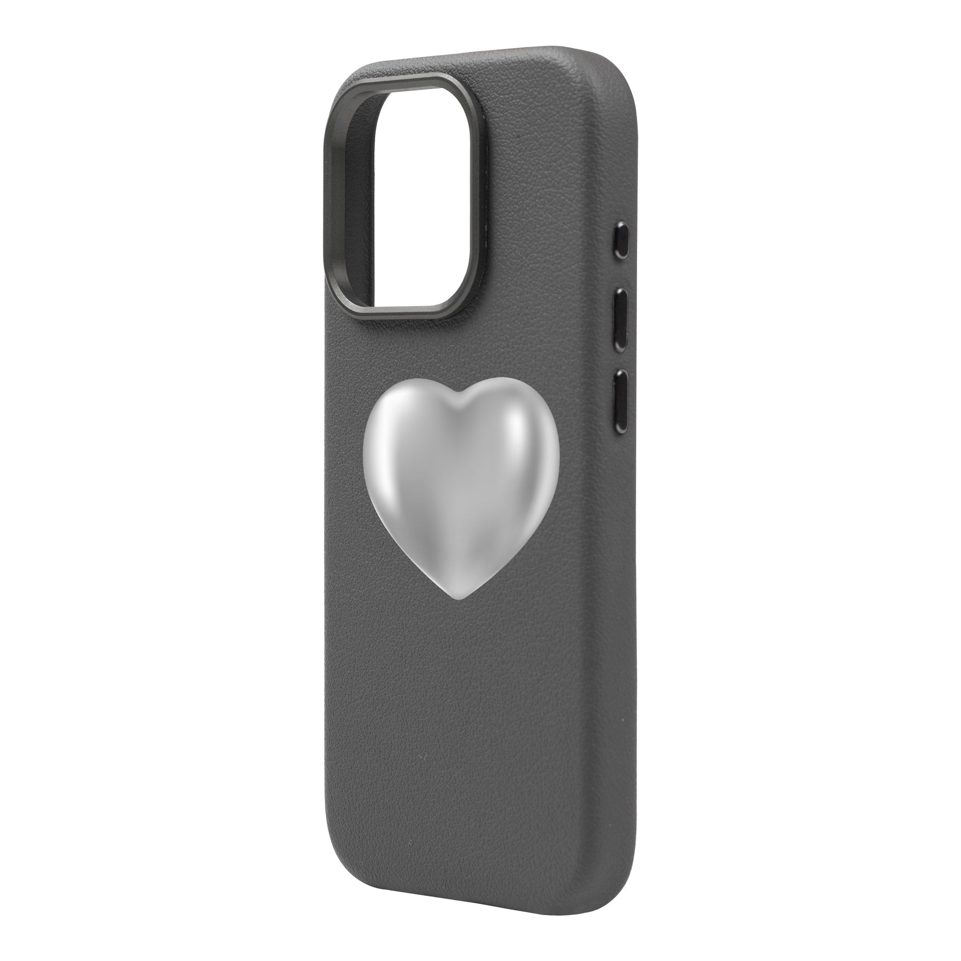 Silver Heart-Leather Premium Kılıf Magsafe Özellikli - Iphone 16 Pro Max