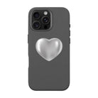 Silver Heart-Leather Premium Kılıf Magsafe Özellikli - Iphone 16 Pro Max