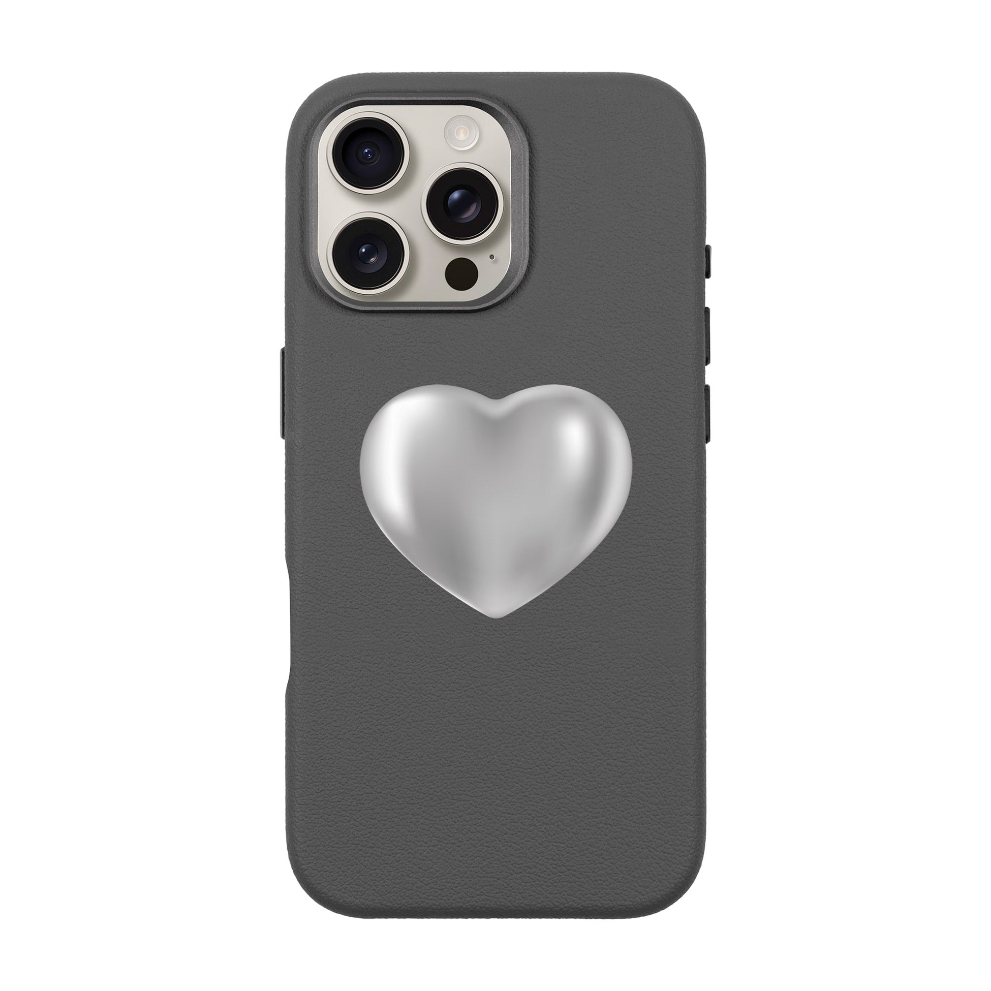 Silver Heart-Leather Premium Kılıf Magsafe Özellikli - Iphone 16 Pro Max