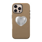 Silver Heart-Leather Premium Kılıf Magsafe Özellikli - Iphone 16 Pro Max