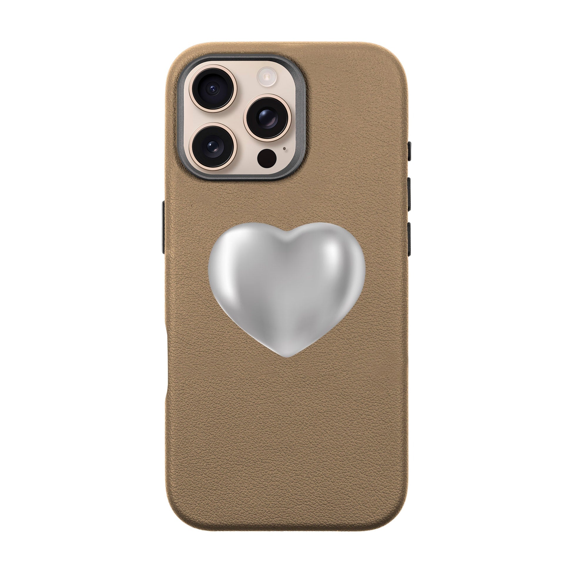 Silver Heart-Leather Premium Kılıf Magsafe Özellikli - Iphone 16 Pro Max