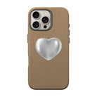 Silver Heart-Leather Premium Kılıf Magsafe Özellikli - Iphone 16 Pro Max