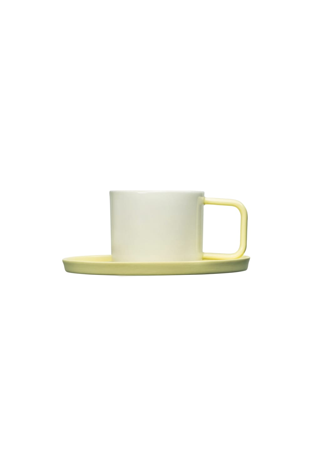 Casi Paped-Josephine El Yapımı Porselen Türk Kahvesi Fincanı & Tabağı / Beyaz - Sarı-Bardak-2-Milagron.com