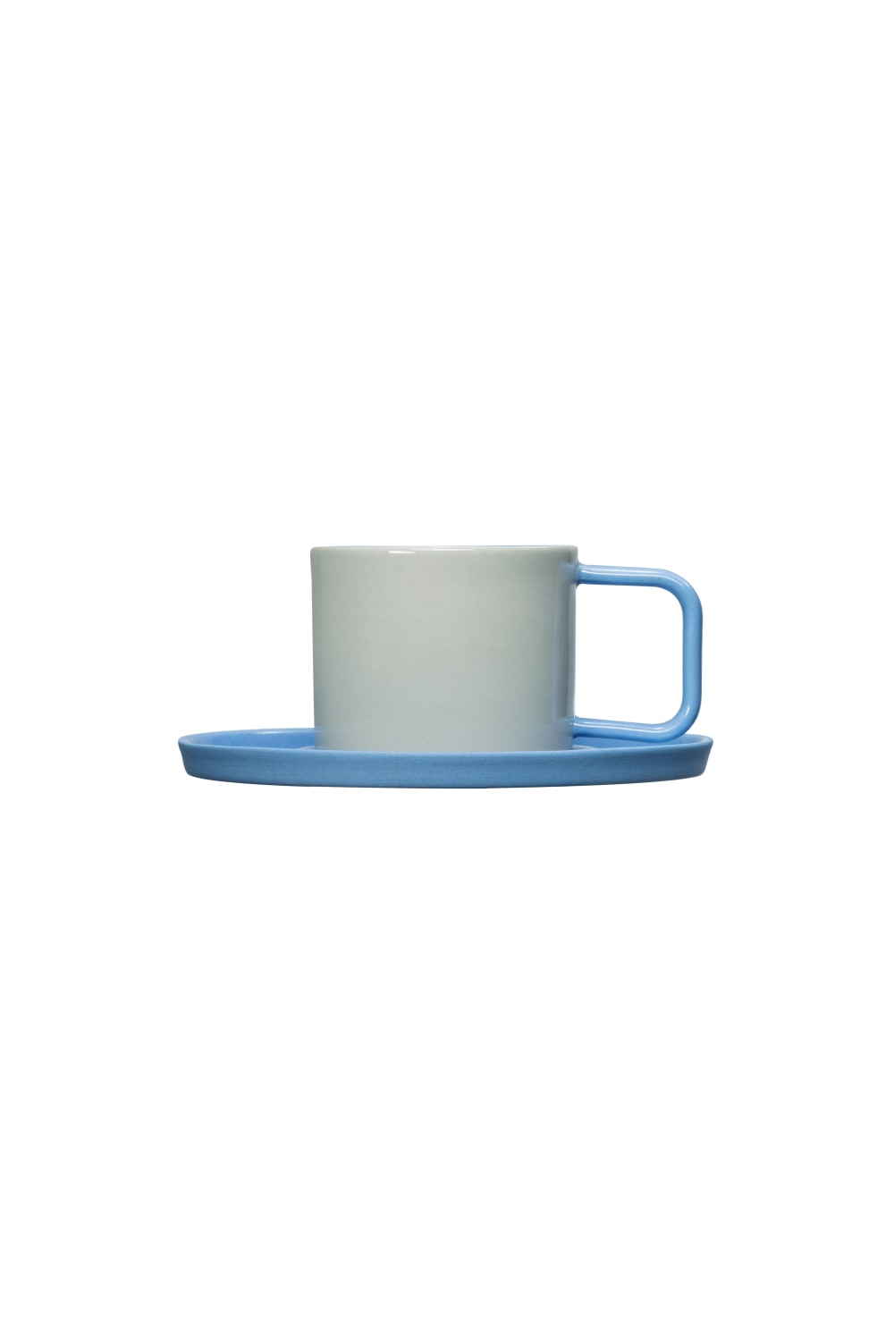 Casi Paped-Josephine El Yapımı Porselen Türk Kahvesi Fincanı & Tabağı / Gri - Mavi-Bardak-2-Milagron.com