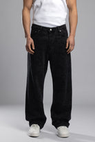 Siyah Paisley Desenli Baggy Jean