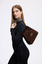 Cecia-Aries Tote Bitter Brown Suede-Omuz Çantası-2-Milagron.com