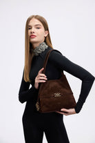 Cecia-Aries Tote Bitter Brown Suede-Omuz Çantası-3-Milagron.com