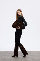 Cecia-Eterna Bitter Brown Suede-Omuz Çantası-7-Milagron.com