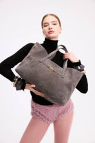 Cecia-Eterna Grey Nubuck-Omuz Çantası-2-Milagron.com