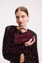 Cecia-Luna Merlot Suede-Omuz Çantası-2-Milagron.com