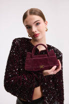 Cecia-Luna Merlot Suede-Omuz Çantası-4-Milagron.com