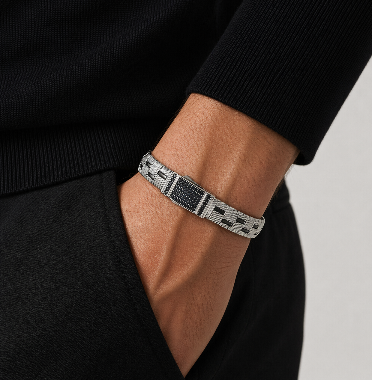 Obsidian Silver Erkek Bileklik