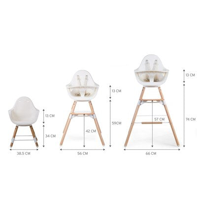 Evolu 2 Mama Sandalyesi, Naturel / Beyaz + Beyaz Tepsi + Silikon Mat