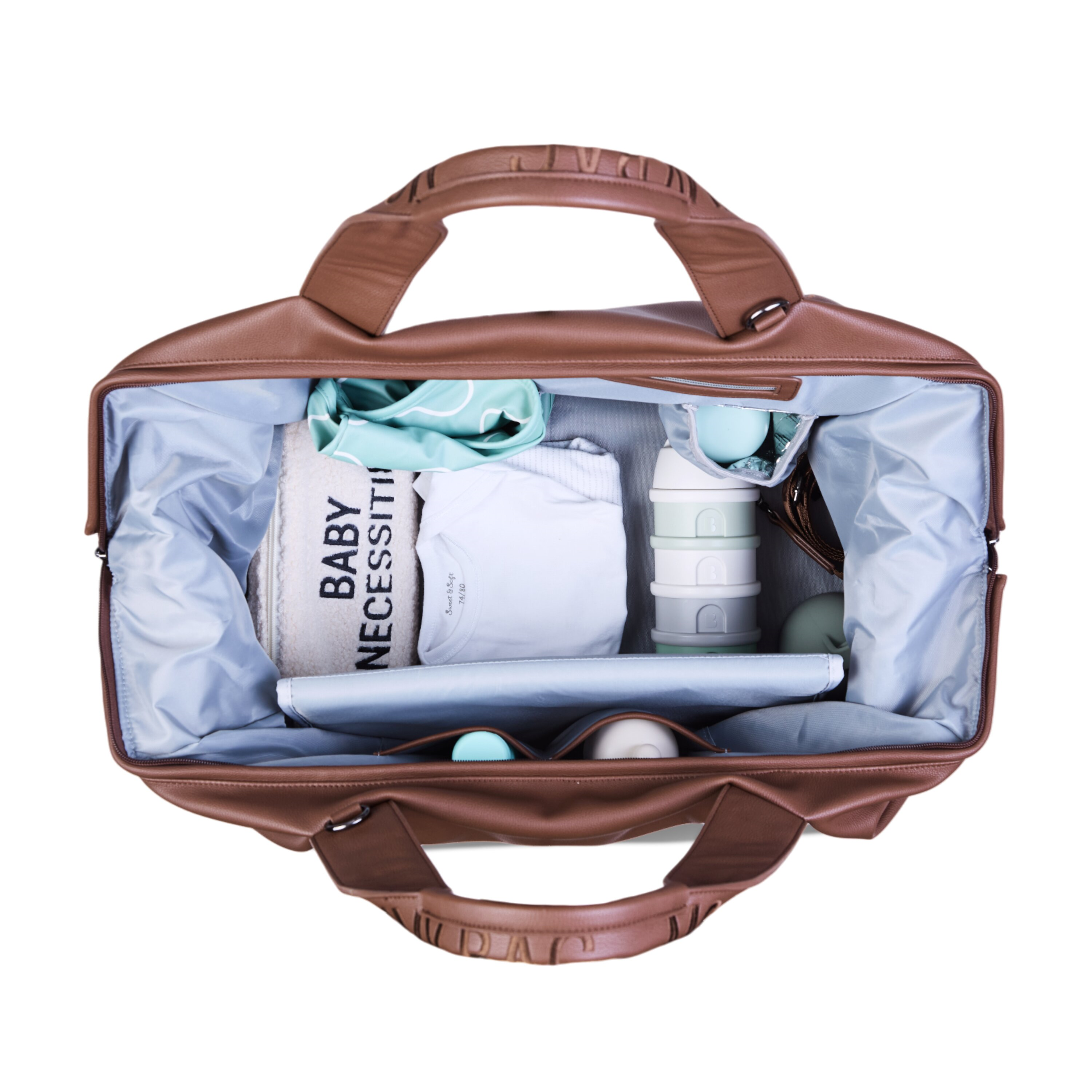 Mommy Bag Çanta, Signature Vegan Deri Koyu Kahve