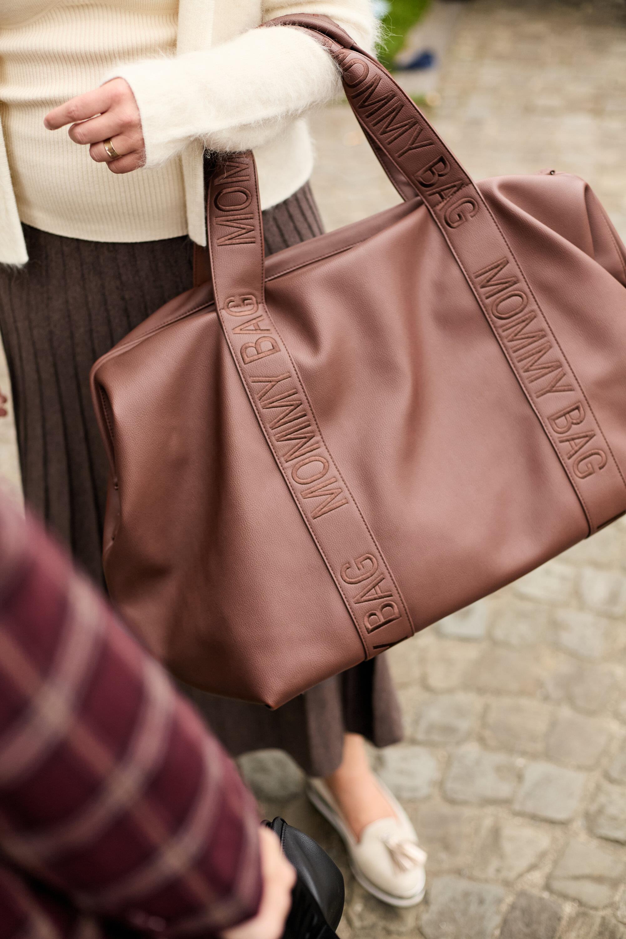 Mommy Bag Çanta, Signature Vegan Deri Koyu Kahve
