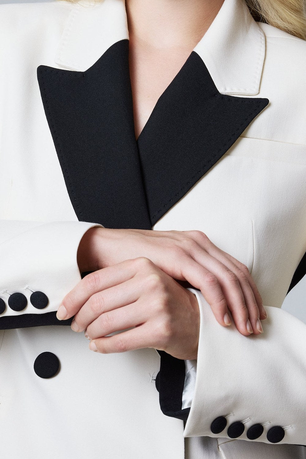 Sue Kruvaze Blazer Ceket - Ekru / Siyah - 1