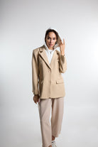 Christina's Storm-Beige Double Layer Blazer-Ceket-1-Milagron.com