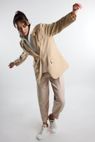 Christina's Storm-Beige Double Layer Blazer-Ceket-2-Milagron.com