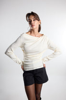 Christina's Storm-Cream Draped Light Weight Top-T-Shirts-1-Milagron.com