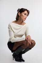 Christina's Storm-Cream Draped Light Weight Top-T-Shirts-3-Milagron.com