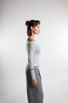 Christina's Storm-Draped Off The Shoulder Bodysuit-Bodysuit-2-Milagron.com