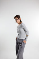 Christina's Storm-Draped Off The Shoulder Bodysuit-Bodysuit-5-Milagron.com