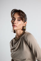 Christina's Storm-Taupe Draped Light Weight Top-T-Shirts-4-Milagron.com