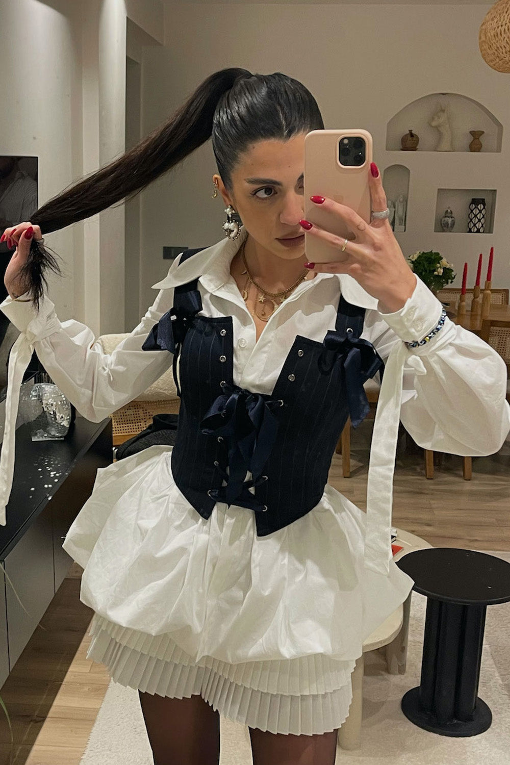 Cnswoman Smyrna-Tokyo Gömlek Elbise & Korse Set-Elbise-1-Milagron.com