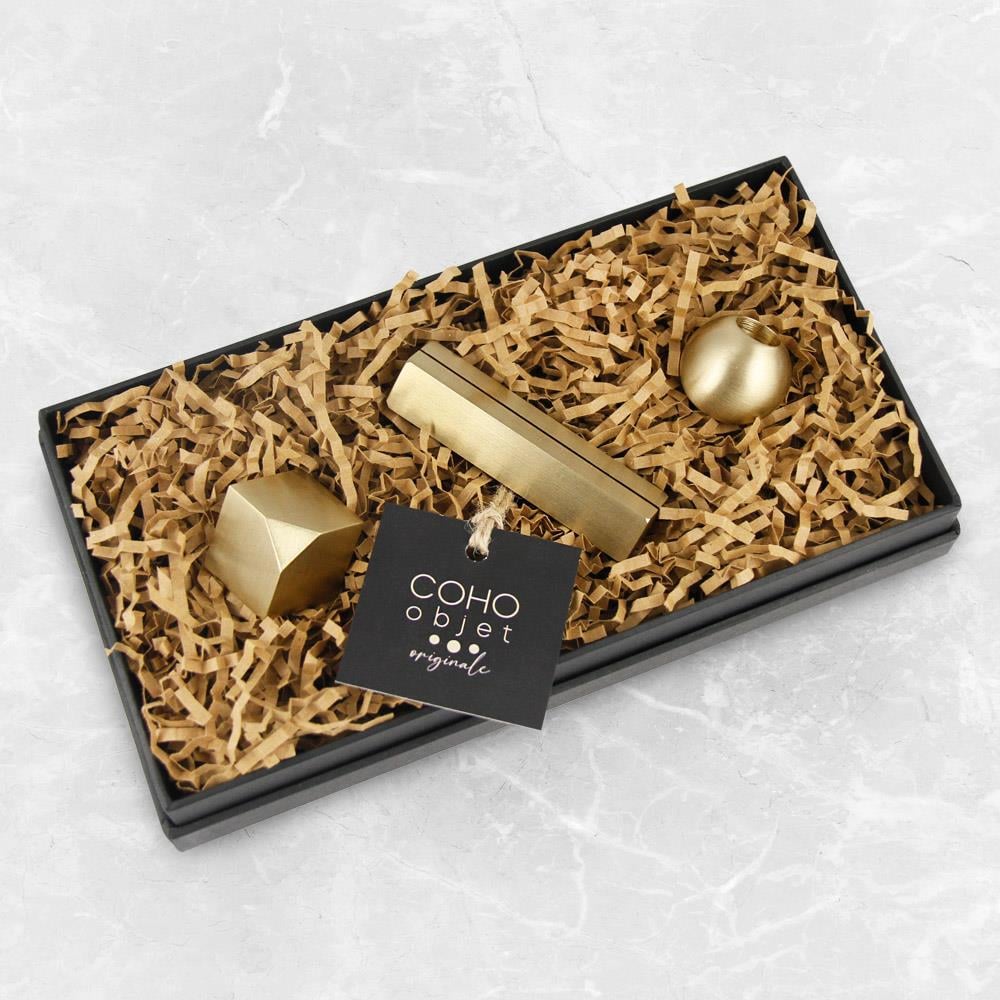 Coho Objet Coho Box Lux Pirinç Masaüstü Düzenleyici Ofis Hediye Seti ...