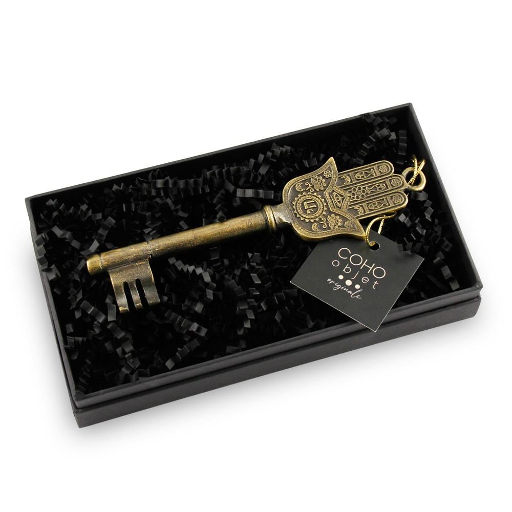 Coho Objet-Coho Brazen Dekoratif Pirinç Döküm Hamsa Anahtar Sembolü-Dekoratif Objeler-1-Milagron.com