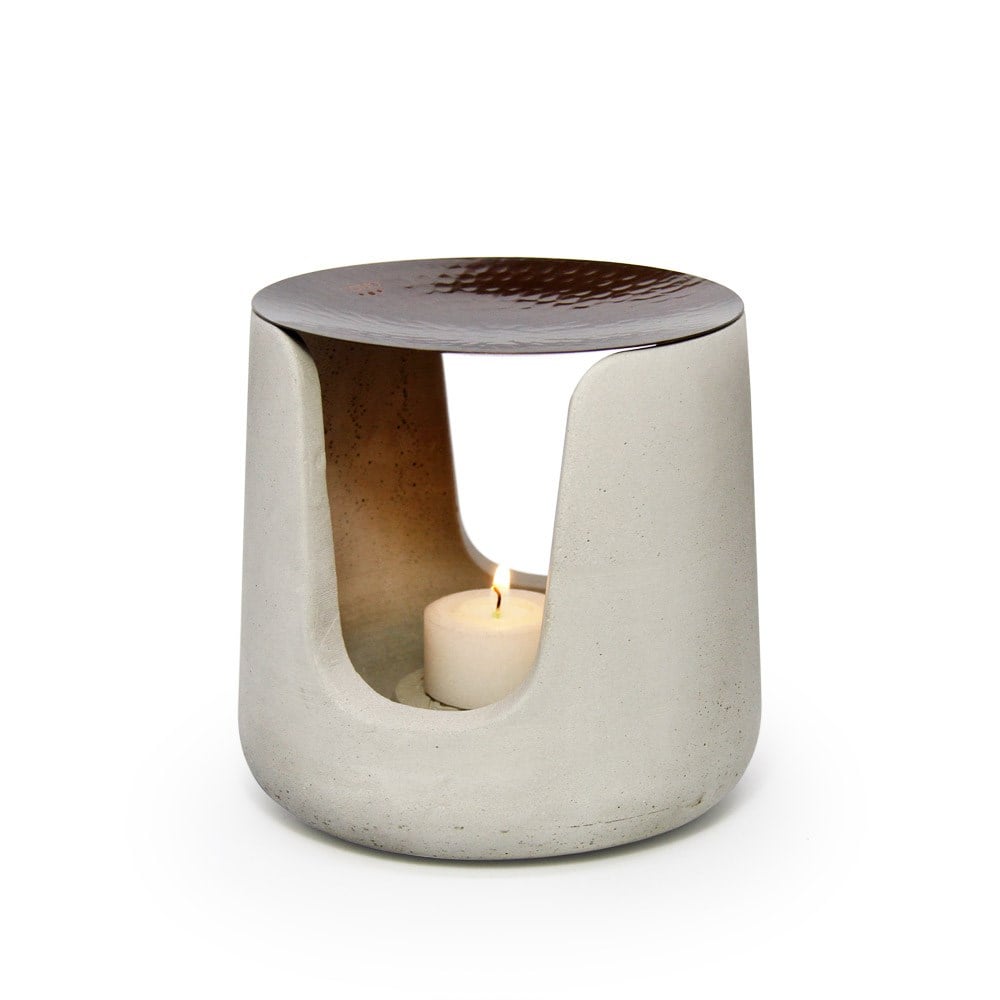 Coho Objet-Coho Concre Antique Dövme Bakır Kaseli Boz Aromaterapi Buhurdanlık-Concre Serisi Buhurdanlıklar-1-Milagron.com