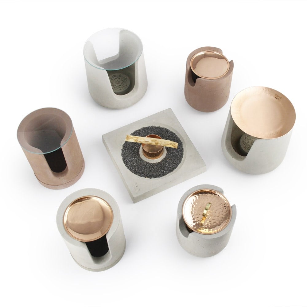 Coho Objet-Coho Concre Therapy Dövme Bakır Kapaklı Tütsü çanağı-Concre Serisi Tütsü Çanakları-10-Milagron.com