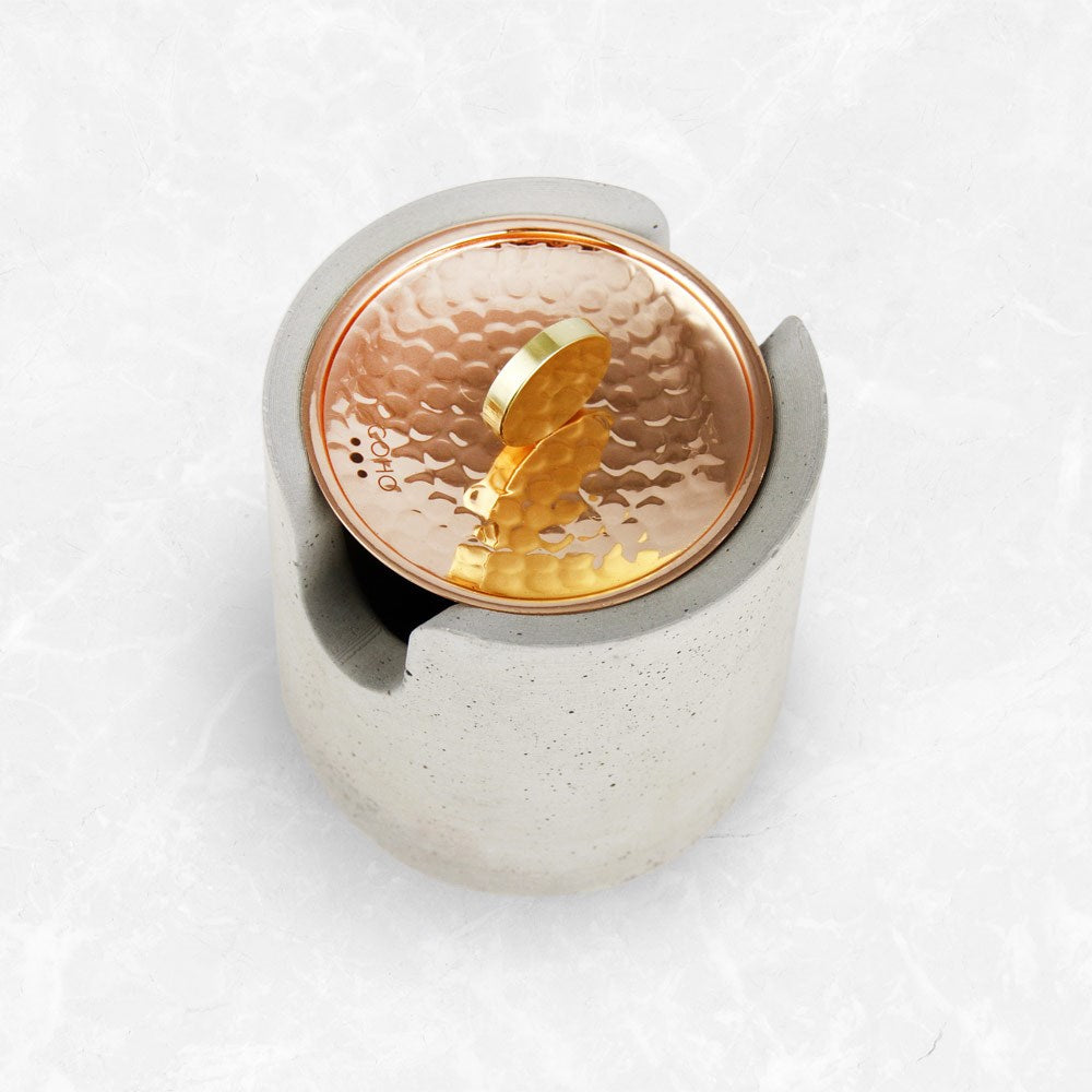 Coho Objet-Coho Concre Therapy Dövme Bakır Kapaklı Tütsü çanağı-Concre Serisi Tütsü Çanakları-5-Milagron.com