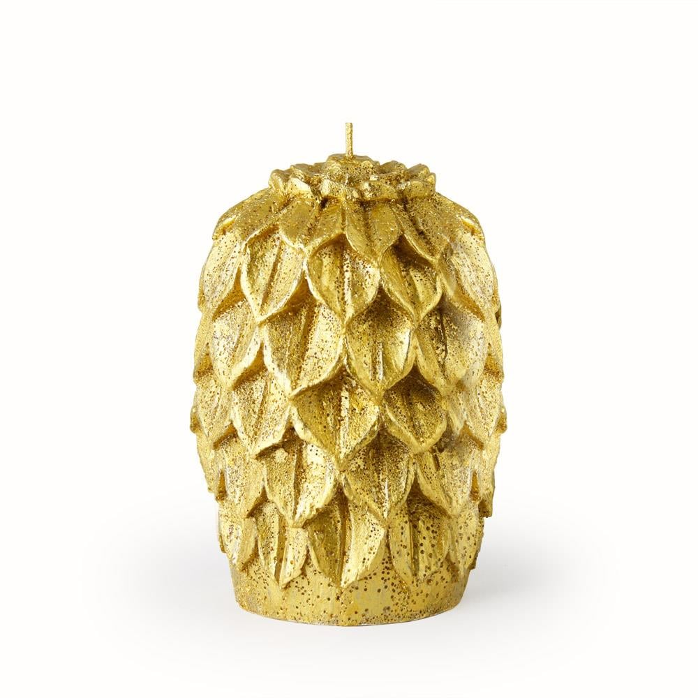 Coho Objet-Coho Lumina Altın Yaldız Kozalak Dekoratif Mum-Lumina Serisi Mumlar-1-Milagron.com