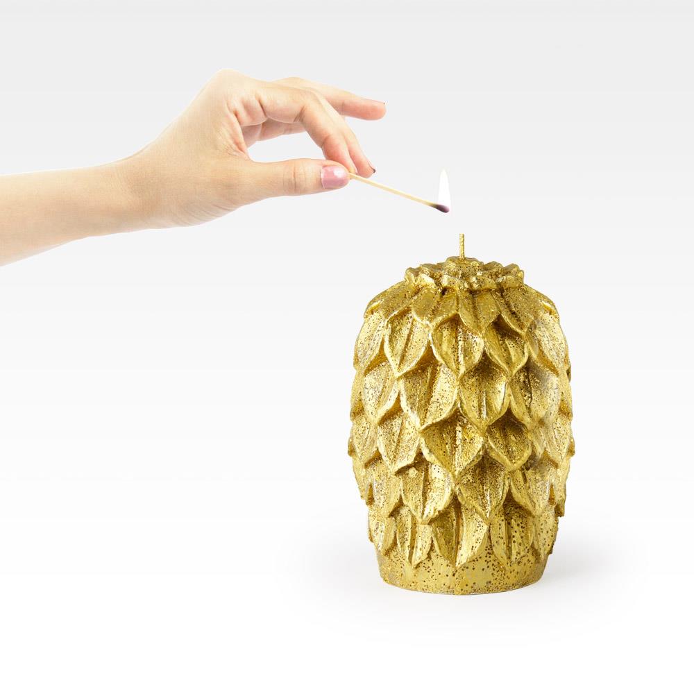 Coho Objet-Coho Lumina Altın Yaldız Kozalak Dekoratif Mum-Lumina Serisi Mumlar-3-Milagron.com