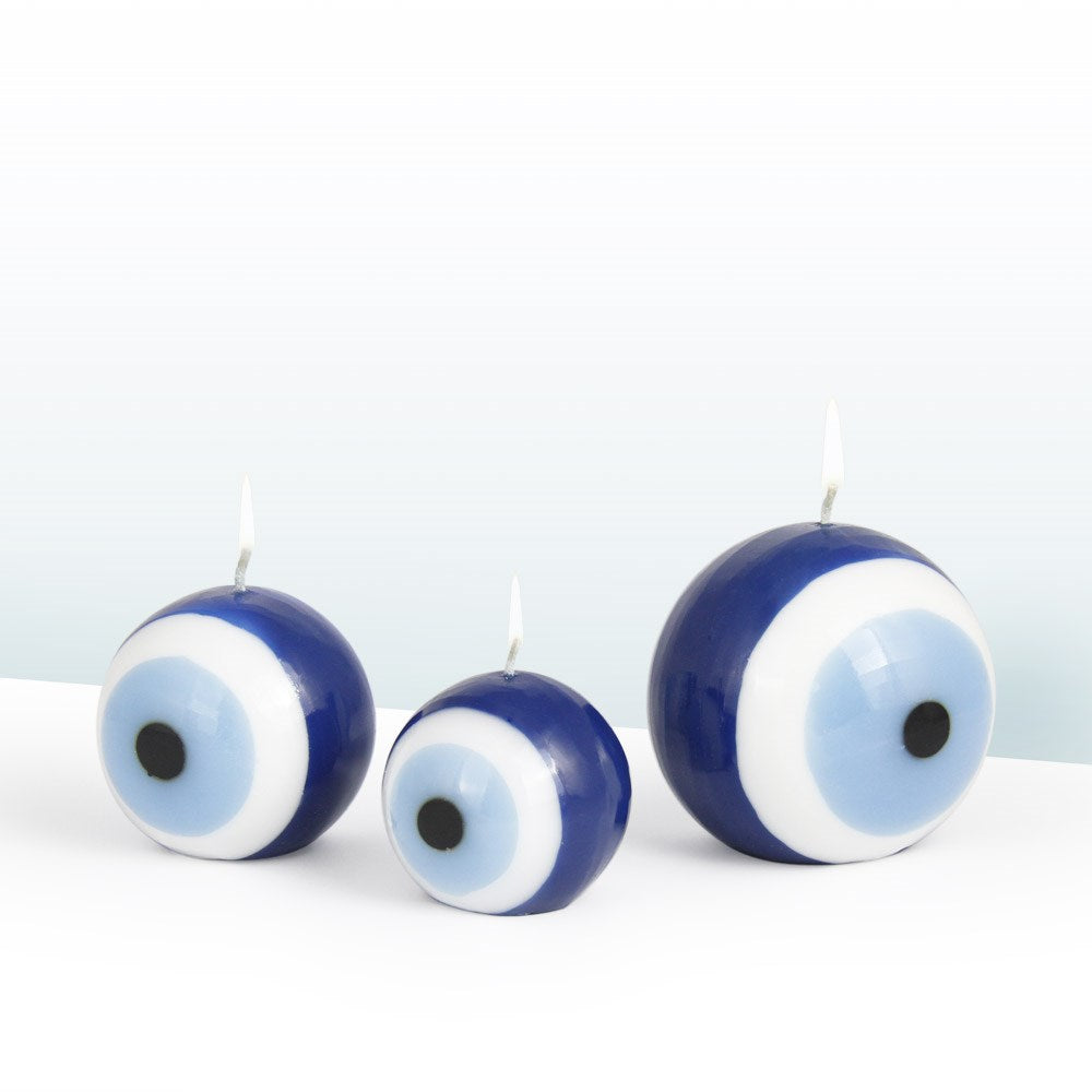 Coho Objet-Coho Lumina Nazarlık Küre Mum 7&8&10 Cm 3 Lü Set-Lumina Serisi Mumlar-1-Milagron.com