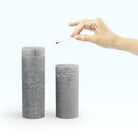 Coho Objet-Coho Lumina Rustic Antrasit Silindir Mum 20&15 Cm 2 Li Set-Lumina Serisi Mumlar-3-Milagron.com