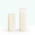 Coho Objet-Coho Lumina Rustic Krem Silindir Mum 20&15 Cm 2 Li Set-Lumina Serisi Mumlar-1-Milagron.com