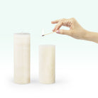 Coho Objet-Coho Lumina Rustic Krem Silindir Mum 20&15 Cm 2 Li Set-Lumina Serisi Mumlar-3-Milagron.com