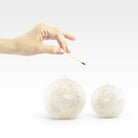 Coho Objet-Coho Lumina Yaldızlı Krem Küre Mum 8&10 Cm 2 Li Set-Lumina Serisi Mumlar-3-Milagron.com