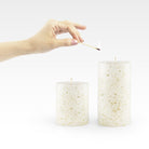 Coho Objet-Coho Lumina Yaldızlı Krem Silindir Mum 10&15 Cm 2 Li Set-Mum-3-Milagron.com