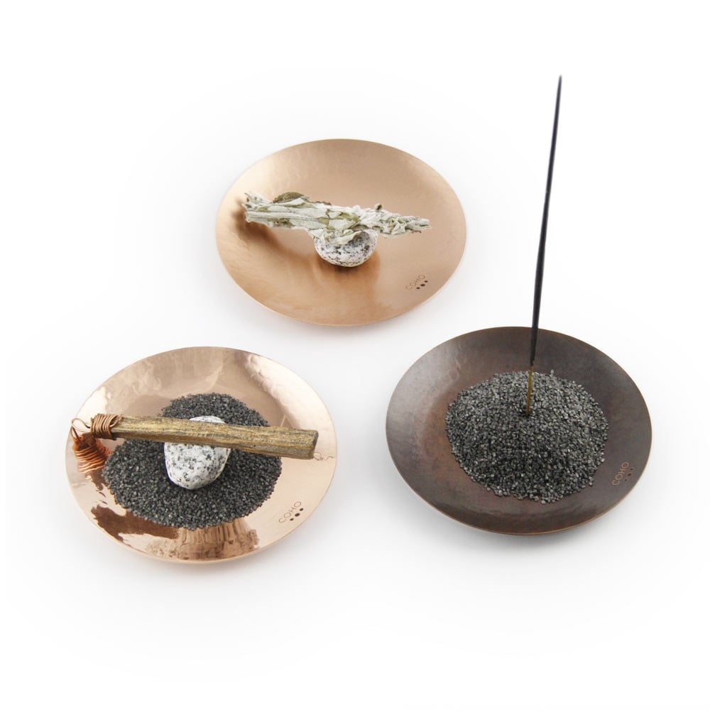 Coho Objet-Coho Matte Namaste Dövme Bakır Mini Tütsü Tabağı-Namaste Serisi Bakır Mini Tütsü Çanakları-6-Milagron.com