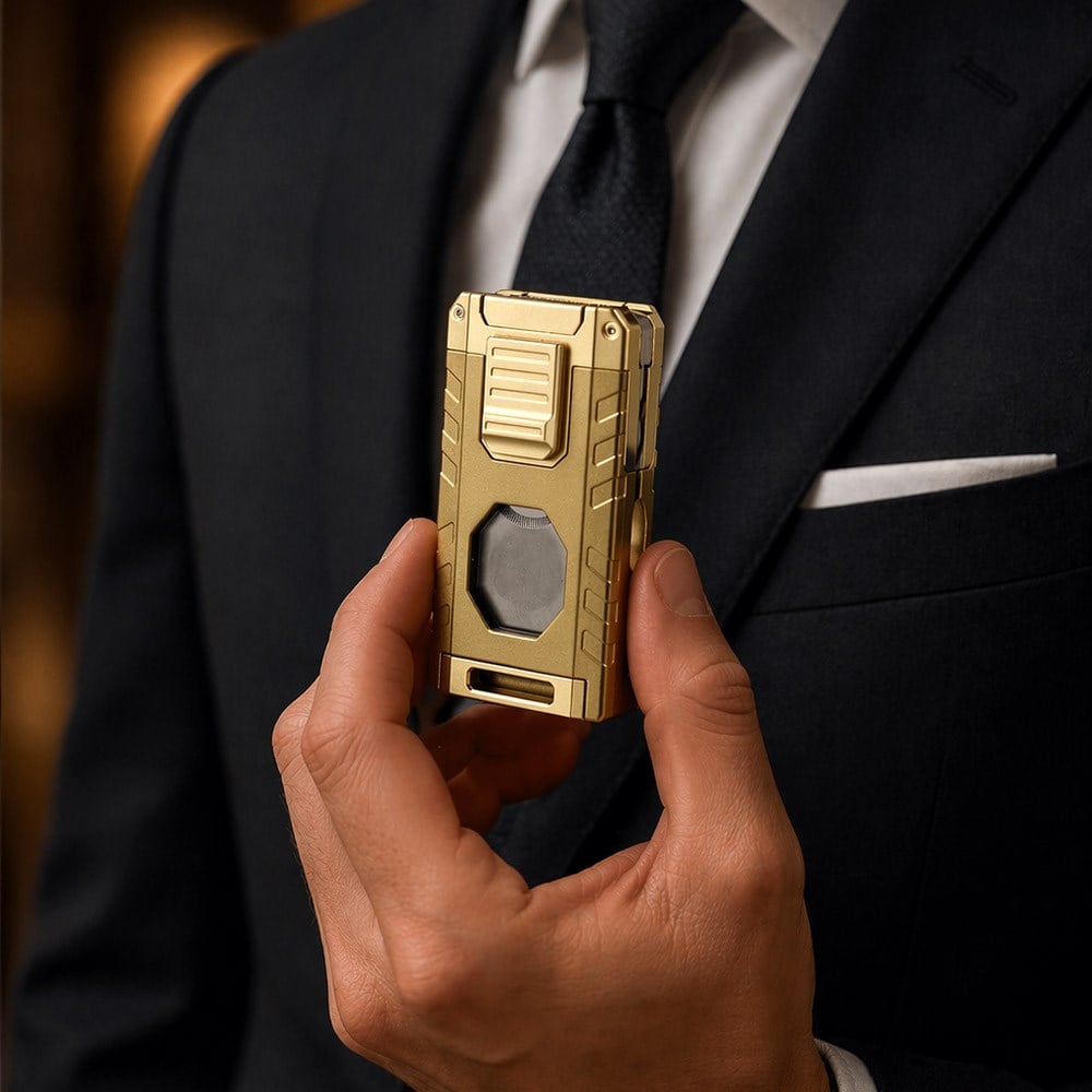  Patron Triple Torch Brass Bıçaklı Puro Çakmağı